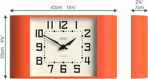 Miniatura 4 de NEWGATE Reloj Metro Pared Retro 16.5 pulgadas de ancho Naranja Estilo de mediados de siglo para cocina, sala de estar u oficina