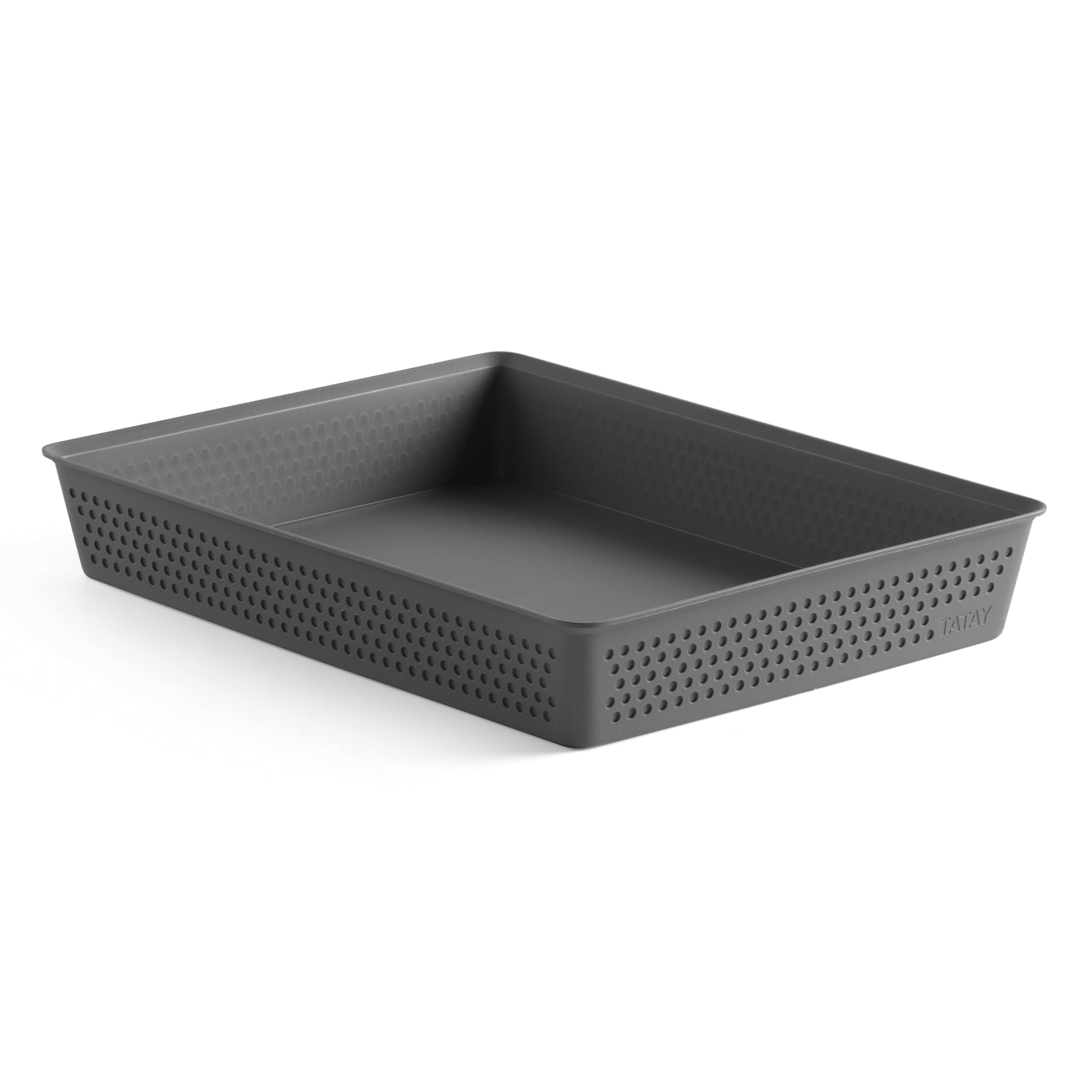 Tatay Caja Organizadora A4 Bohol | Cesta Almacenaje Plastico | Diseño Minimalista Funcional | Orden Hogar y Oficina | Plástico Reciclado Libre de BPA | 26,5x35x5,5 cm, Gris
