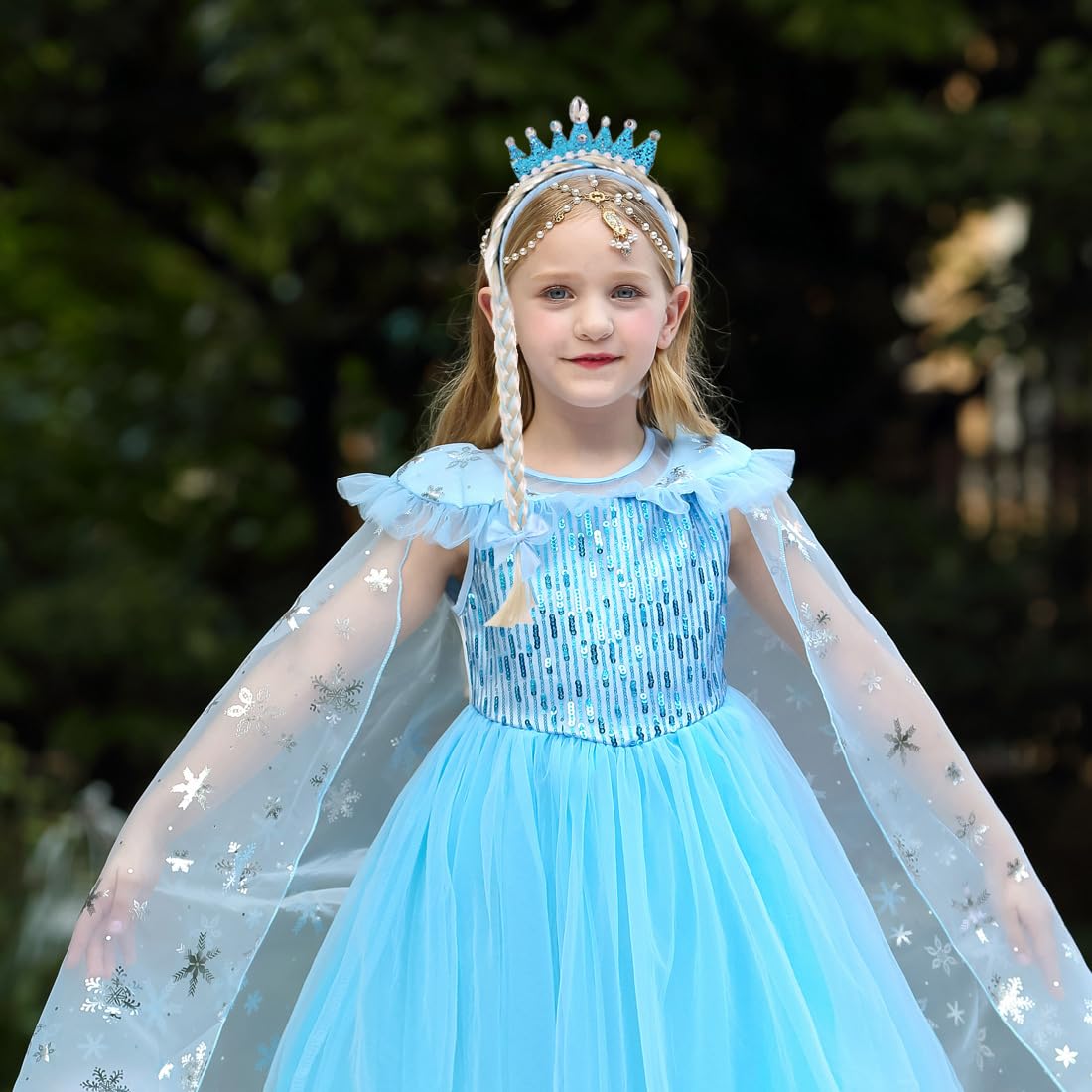 Parrucca Di Elsa Frozen Per Bambina Cerchietto Con Trecce Finte Da