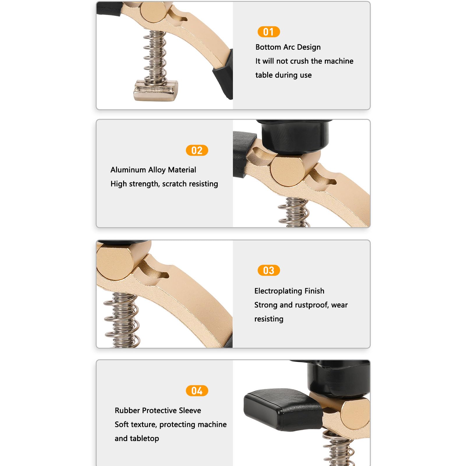 Zacisk Dociskowy CNC, 2 szt. Zacisk Dociskowy ze Stopu Aluminium do Routera, Wiertarki, Piły Stołowej, Mocny Zacisk Dociskowy 6063 z Tulejami Ochronnymi, długość 65 Mm, Pasuje do