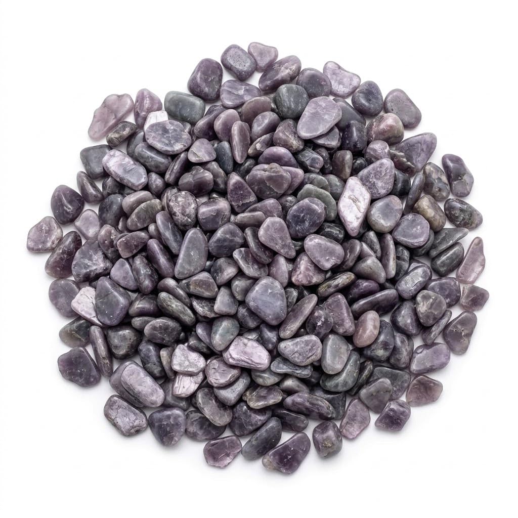 Polished Lepidolite Crystal Chips Set, 0.4", 128 Pcs - Handpicked Tumbled Stones and Crystals Bulk for Healing, Reiki, Meditation, Witchcraft and Home Decor