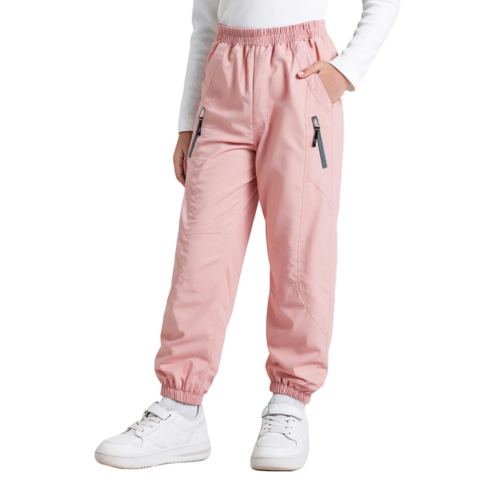 Pantalon Imperméable Outdoor Enfant, Pantalons Randonnée Coupe-Vent avec Bandes Réfléchissantes, Respirant Doublure Mesh Pantalon Pluie Trekking Jogging pour Garçon Fille 7-14 Ans