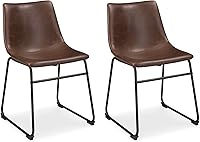 Signature Design by Ashley Centiar Mid-Century Dining Bucket Chairs, Set of 2, Faux Leather Black & Brown 18.75"