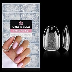 UNA GELLA Oval Round Nail Tips Half Matte 504pcs Short Oval Round Gel Nail Tips Easily Nail Extension for False Fake Acrylic Press On Nails, 12 Sizes Short Gelly Tips