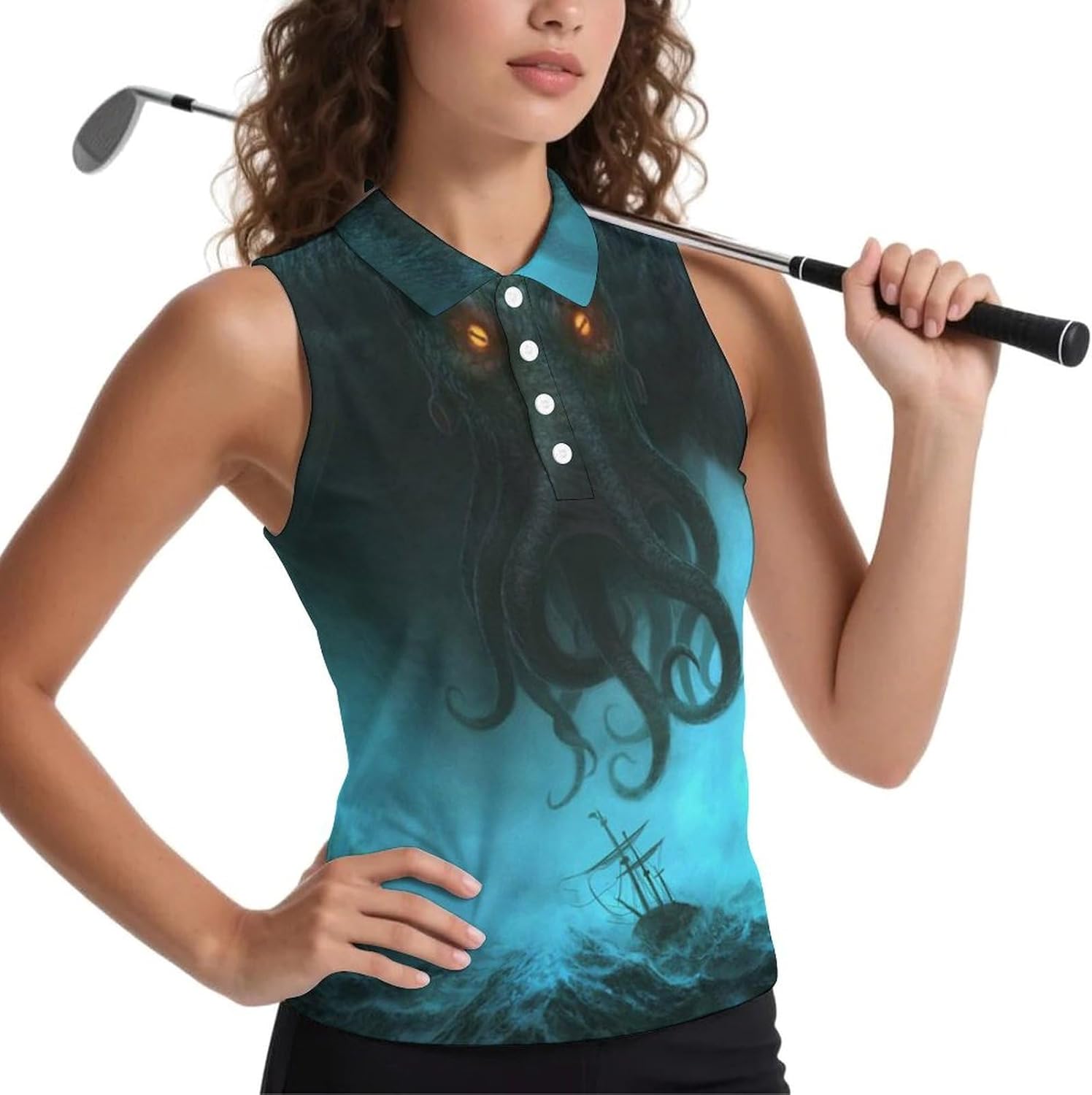Dead Cthulhues Waits Dreaming Women's Golf Shirt Sleeveless Polo Shirts Tank Tops Blouses Tennis T-Shirts Casual