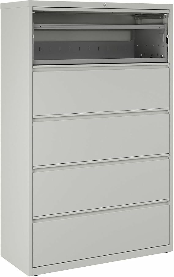 Lorell 5-Drawer Lateral File, 42 by 18-5/8 by 67-11/16-Inch, Gray
