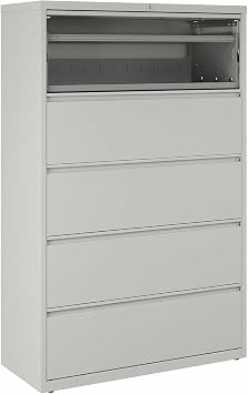 Lorell 5-Drawer Lateral File, 42 by 18-5/8 by 67-11/16-Inch, Gray