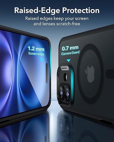 Vista 465 de ESR Funda para iPhone 15 Pro Max, compatible con MagSafe, de grado militar, negro transparente