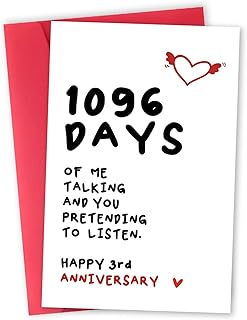 Sweet 3 Year Anniversary Cards Gifts for Him Her, Lovely 3rd Anniversary Card for Couple, Happy 3 Years Marriage Anniversary Card for Husband Wife