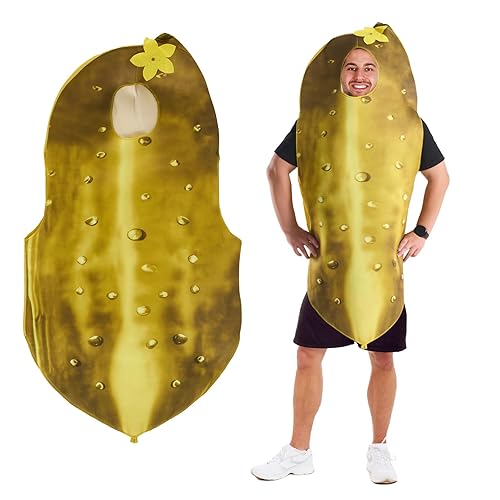 Pickle Costume Adult Halloween Yellow Cucumber Outfit Costume for Men
