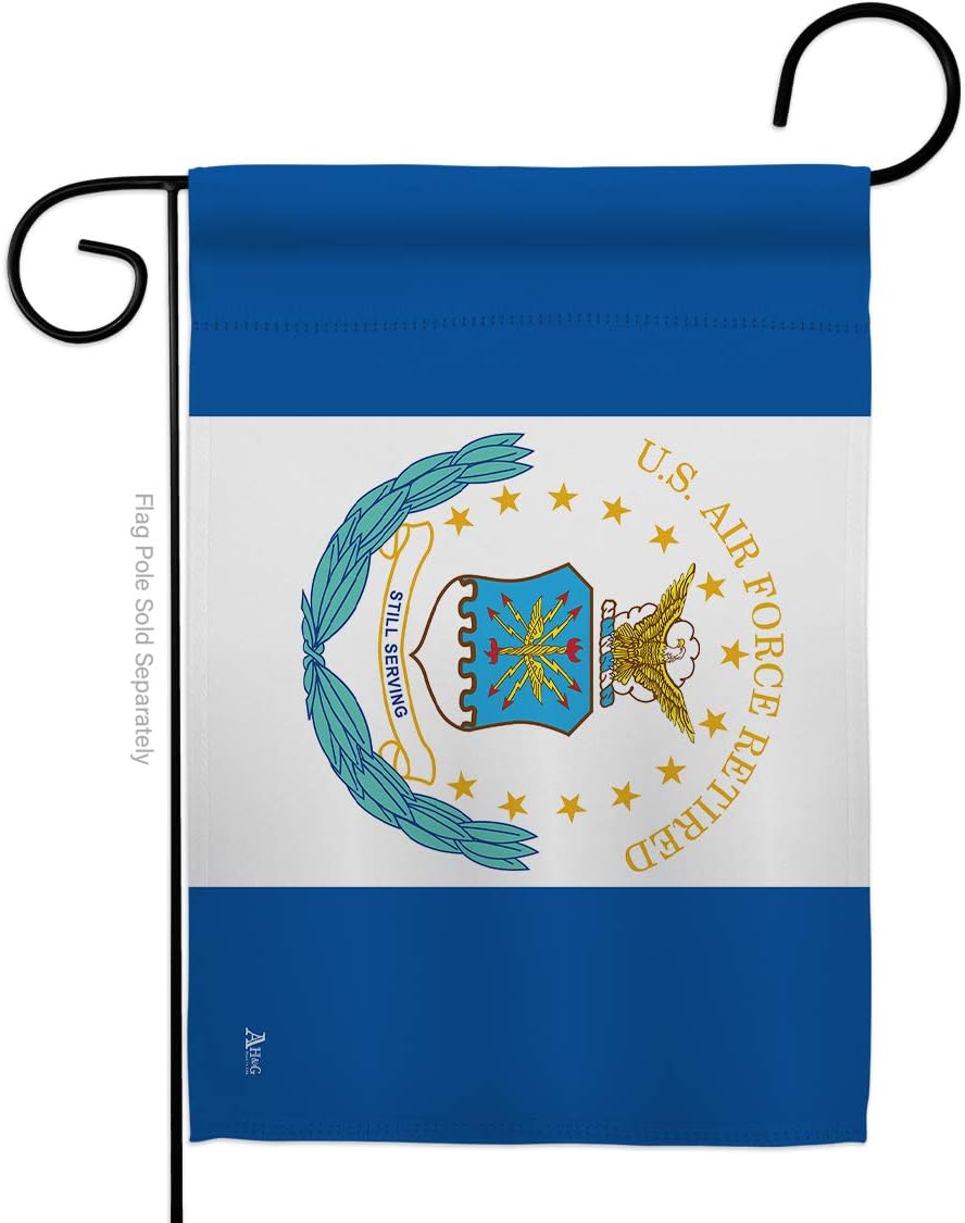 Retired Air Force Garden Flag Set Mailbox Hanger Armed Forces USAF United State American Military Veteran Retire Official Small Decorative Gift Yard House Banner Double-Sided Made In USA 13 X 18.5