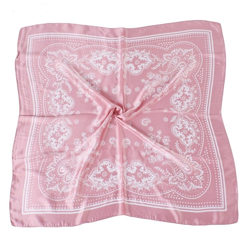 Hjiaruiky Satin Head Scarf Silk Like Hair Scarf 27 Head Scarves for Women Bandana Head Wraps for Womens Hair Black (Pink)