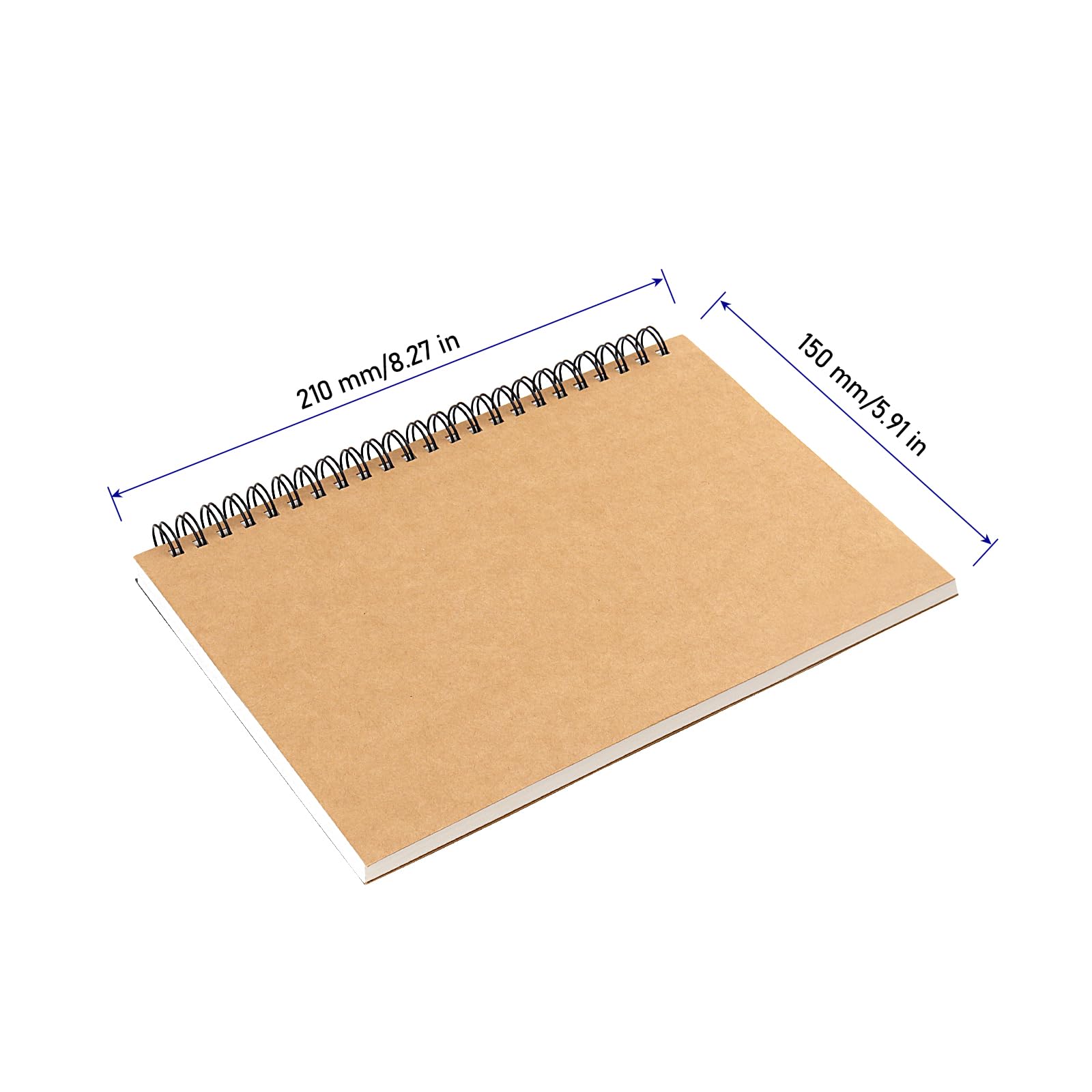 KINJOEK 20 quaderni da disegno A5, 120 pagine, 60 fogli con rilegatura a spirale laterale, blocco A5 in carta kraft vuota, per disegnare, schizzi, pittura, scrittura