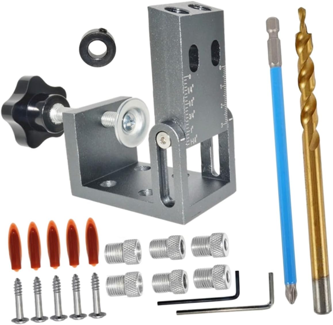 Gadpiparty Adjustable Inclined Hole Locator Tool Durable Woodworking Drilling Guide with Clamp for Precise Angled Positioning Gray for Efficient Drilling Tasks