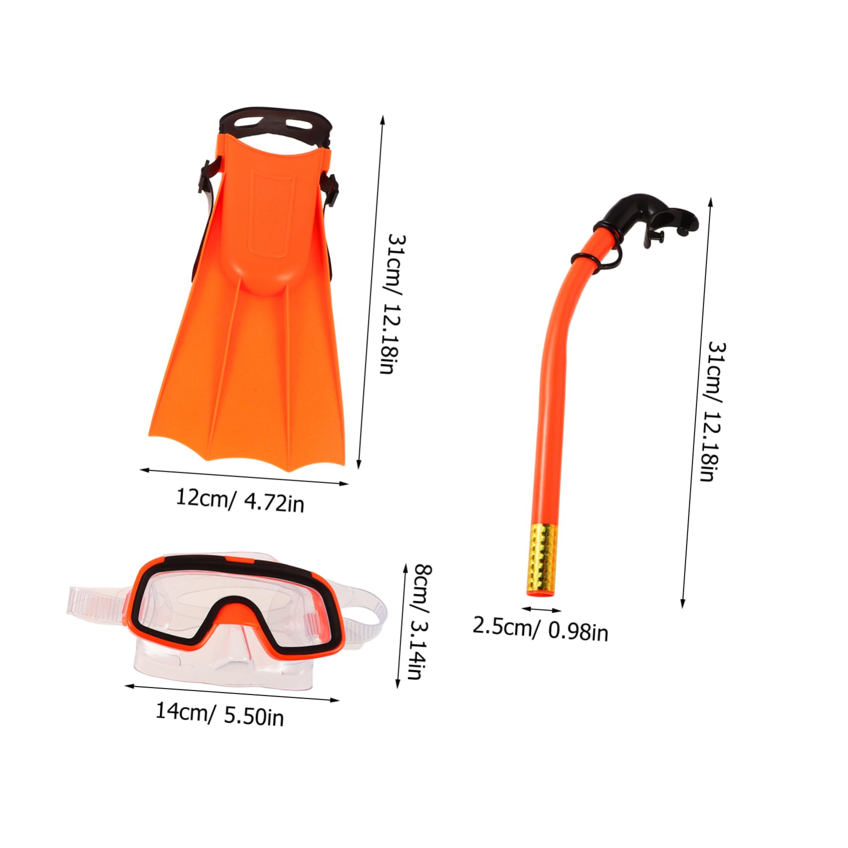 Set Snorkeling per Ragazzo Ragazza Pinne Arancia, Silicone e Plastica | Boccaglio Sub, Vacanze Estive, Uso in Free Diving e Snorkeling, Bocca Ergonomica e Tenuta Ermetica