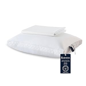 SUBHERA Organic Cotton Hotel Pillow TRUE Queen 20 30 King 20 36 CloudSoft Loft Down-Alternative Fill 2 Quilted