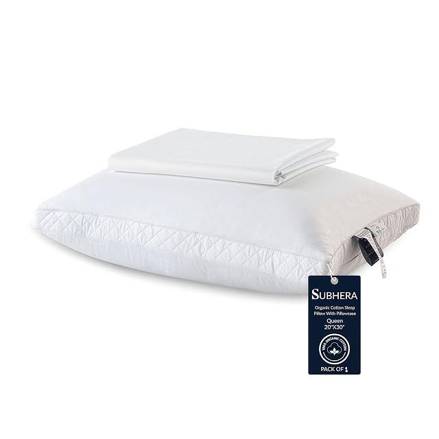 SUBHERA Organic Cotton Hotel Pillow TRUE Queen 20 30 King 20 36 CloudSoft Loft Down-Alternative Fill 2 Quilted