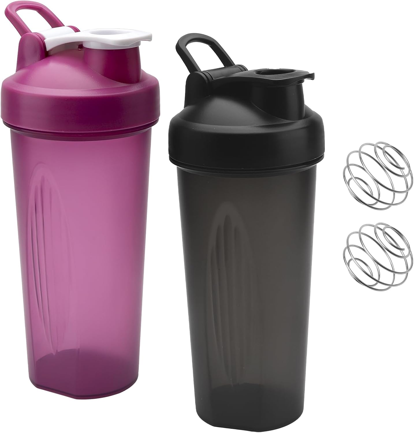2PCS Protein Shaker Bottle 600ML with Mixing Ball Pink Green Shaker for Protein Powder Smoothie Milkshake Supplement, Leakproof Flip On Lid, Shake Cup for Men Women Water Bottle for Gym Sports Fitness