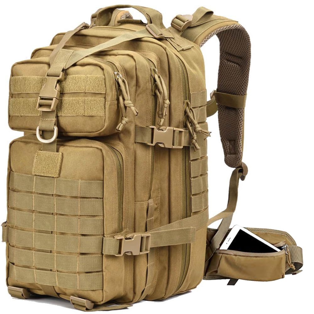 EMDMAK Military Tactical Backpack, 42L Large Military Pack Army 3 Day Assault Pack Molle Bag Rucksack