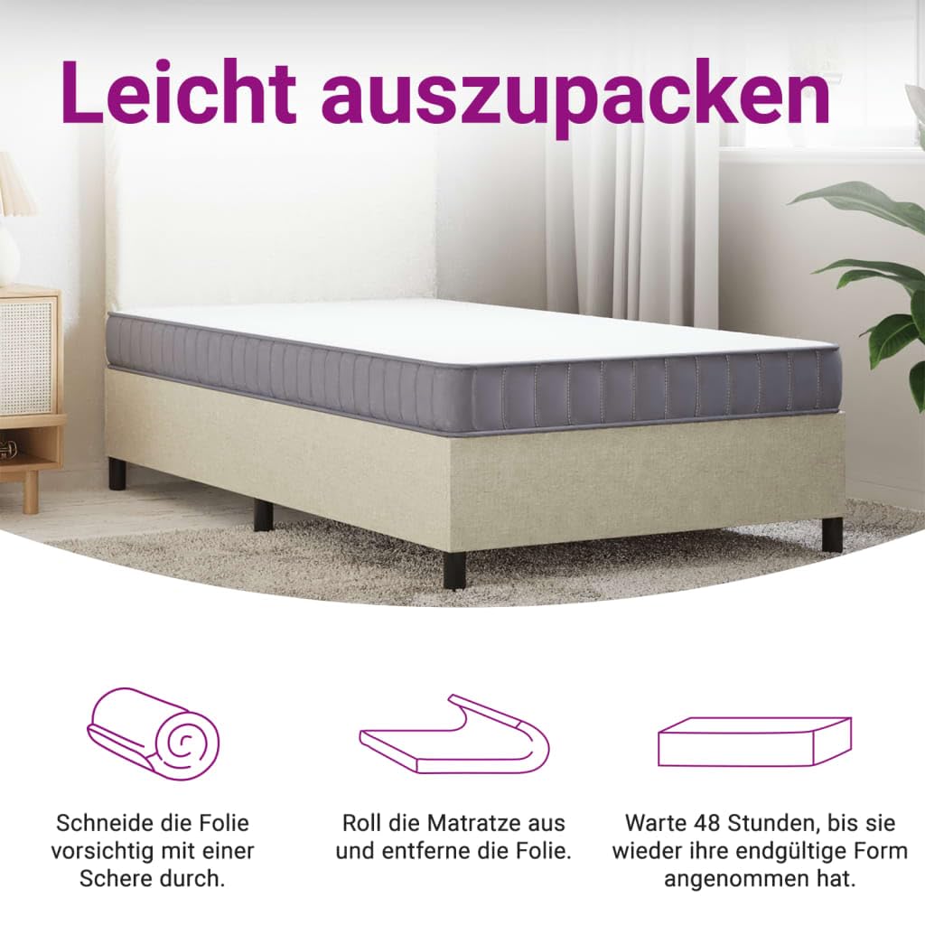 vidaXL Matratze Schaumstoff, Schaumstoffmatratze Atmungsaktiv Hautfreundlich, Schaumstoffplatte Härtegrad Mittelweich, Schaumstoffpolster, 120x200cm