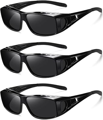Wzerry Sunglasses Fit Over Glasses Polarized for Men Women, Wrap-Around Glasses UV400 Protection for Driving and Outdoor