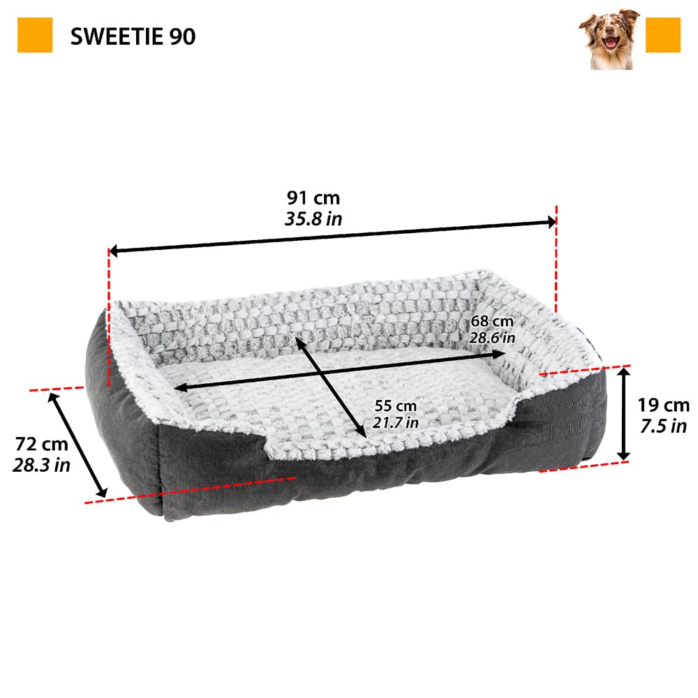 Ferplast Cama para Perro Cojín para Perros Grande Cama para Gato Cojín para Gato Suave y CómodoColchón Perro y Gato Lavable 55 x 48 x h 18 cm. Gris