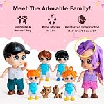 FUNERICA Dollhouse Chiffres familiaux & Animaux domestiques – Poupées de jeu bendables pour le plaisir imaginatif & Jeu de la maison de poupée – Set familial Little People avec accessoires miniatures – Fabriqué en plastique de qualité