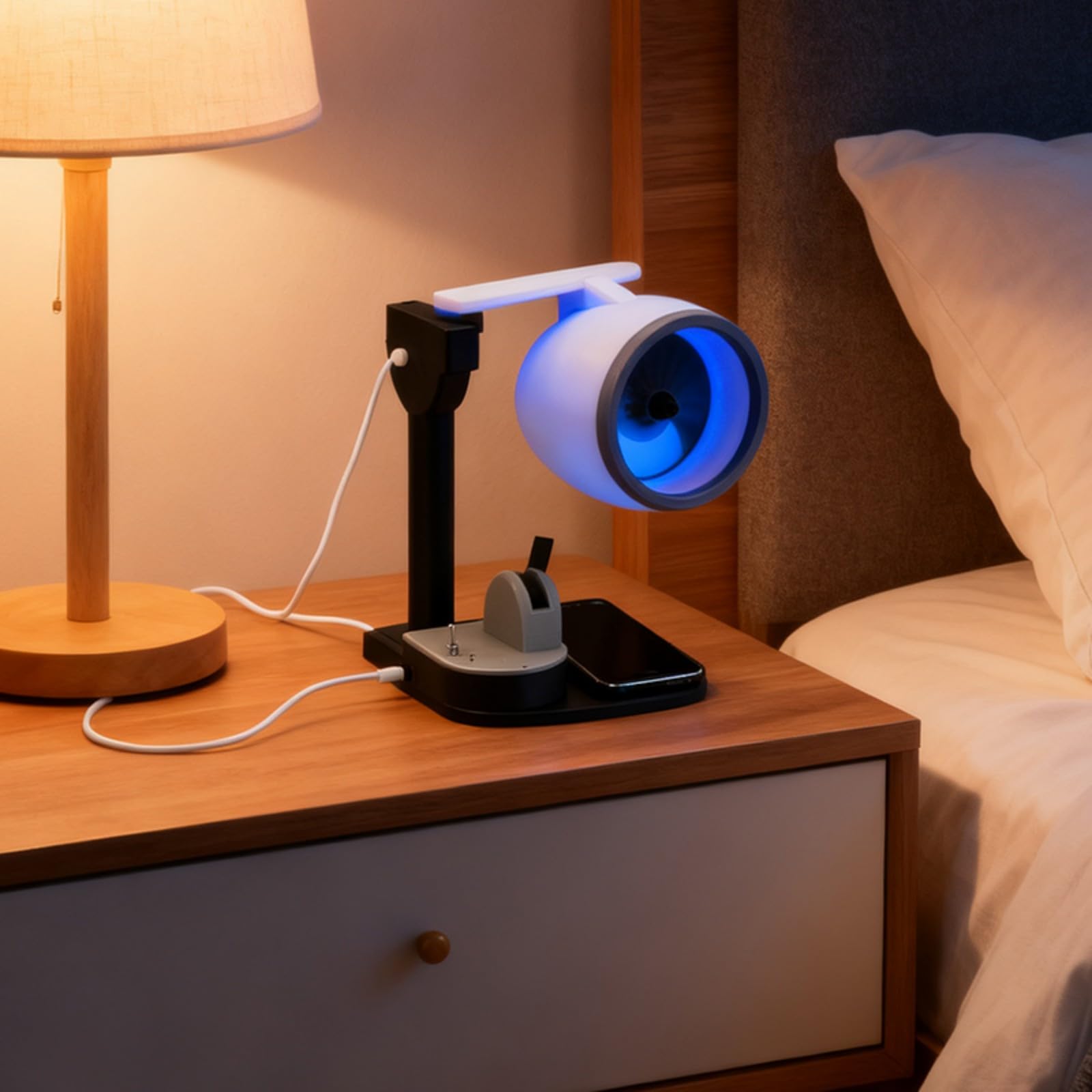 Ventilatore da tavolo di design aeronautico con alimentatore mobile integrato alimentato tramite USB ad alto vento a basso rumore per la casa e il ventilatore del dispositivo del telefono