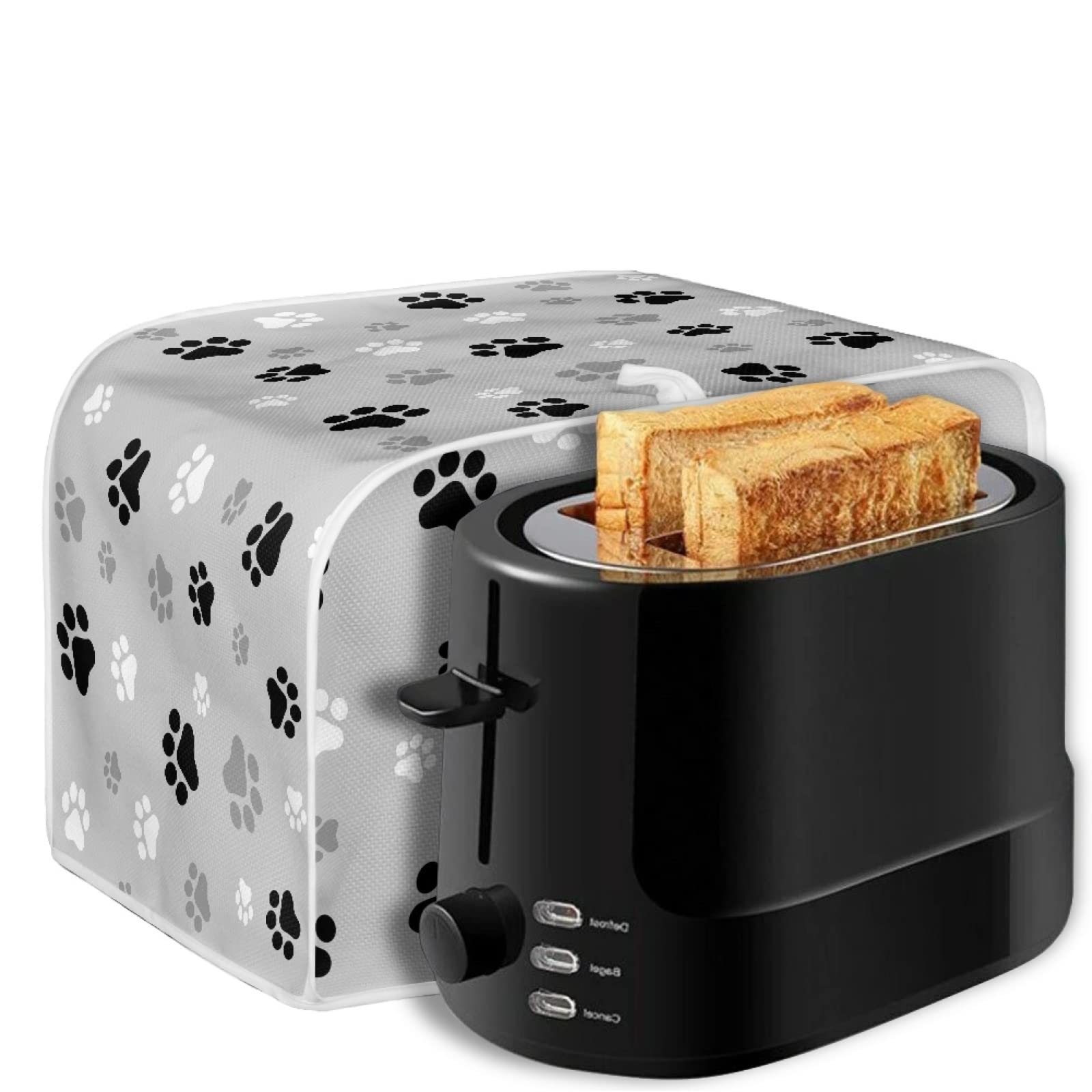 Poceacles Daisy Bees Designs Black Toaster Cover For Kitchen Office, 4 Slice Toaster Cover Appliance Cover Toaster Dust & Fingerprint Protection Machine Washable, M