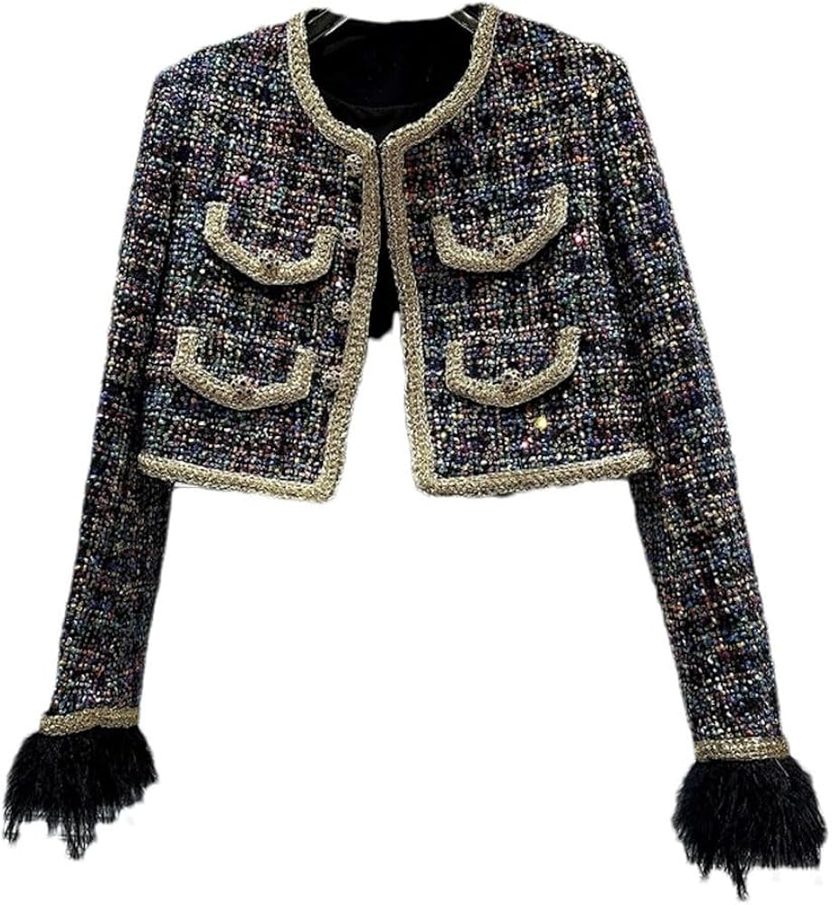 Amazon.com: Tdvcpmkk Women's Autumn And Winter Tweed Short Jacket