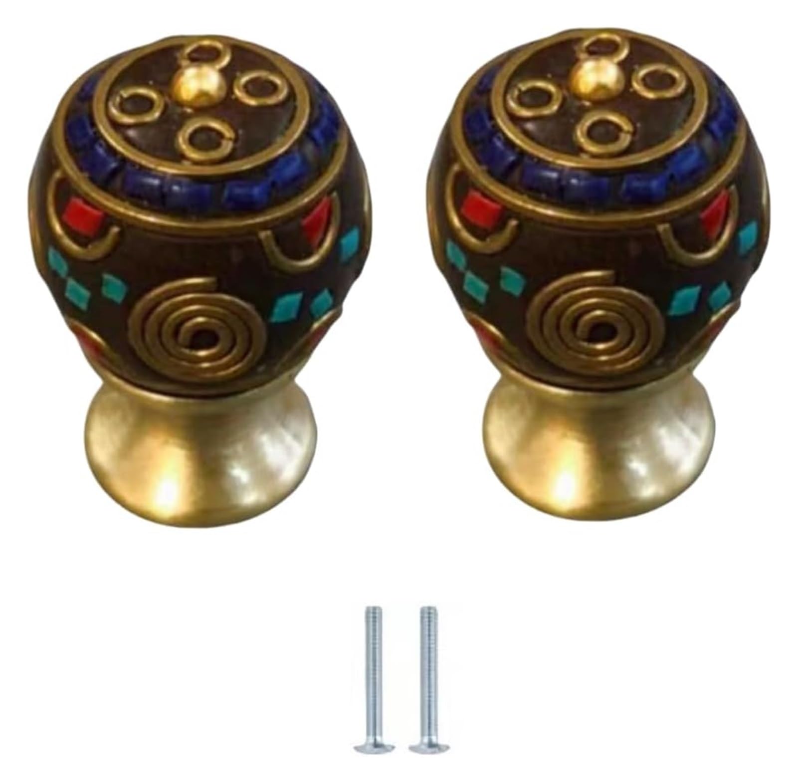 LQZAXSRDR Ceramic Cupboard Drawer Handle Knobs, Ceramic Door and Cabinet Knobs Pack of 2 Multicolor(Blue Gold 25 * 38mm)