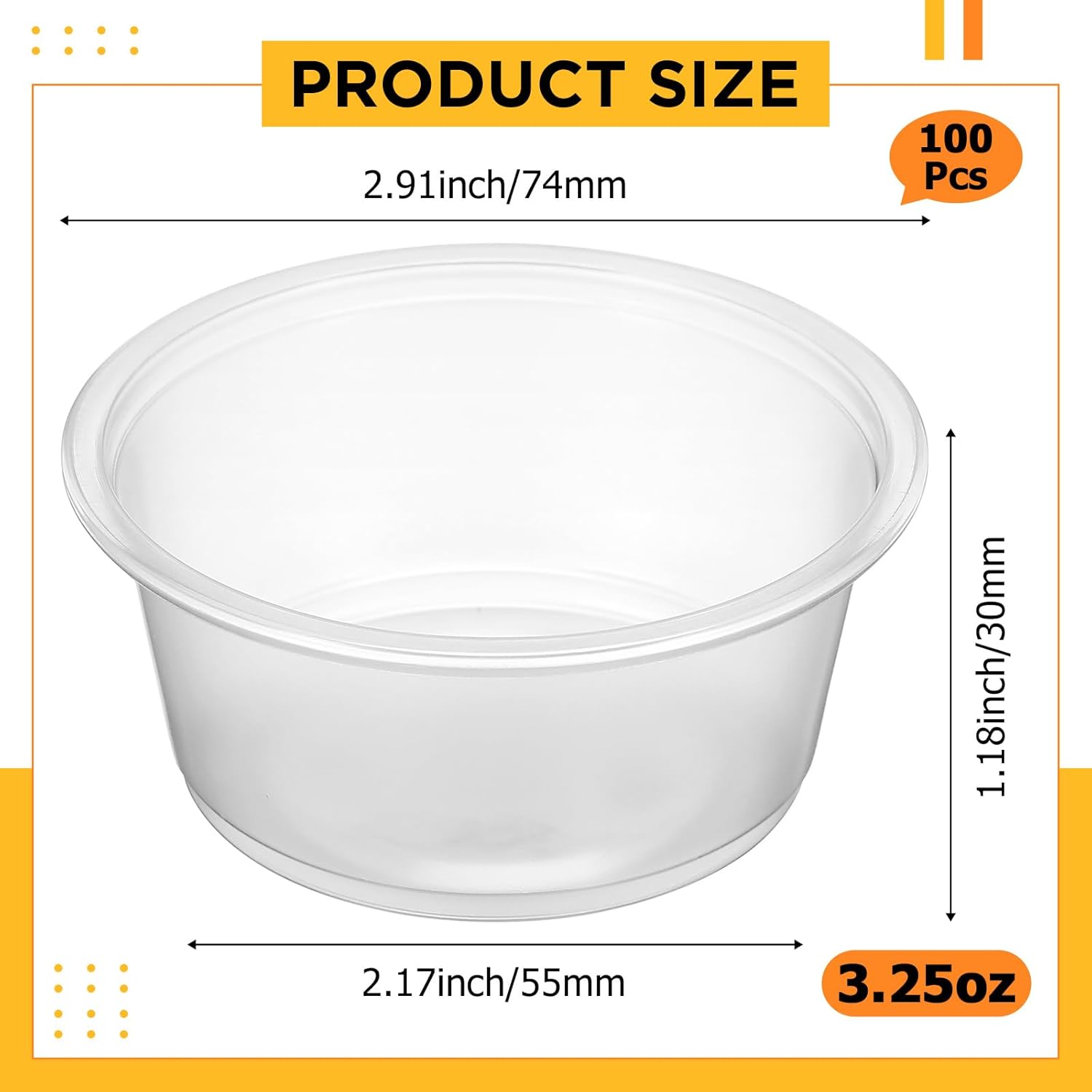 250 Count Disposable Plastic Portion Cups (No Lids), Small Mini Containers Disposable Plastic Cups for Meal Prep, Shot Cup, Souffle Cup(Clear,3.25 oz)