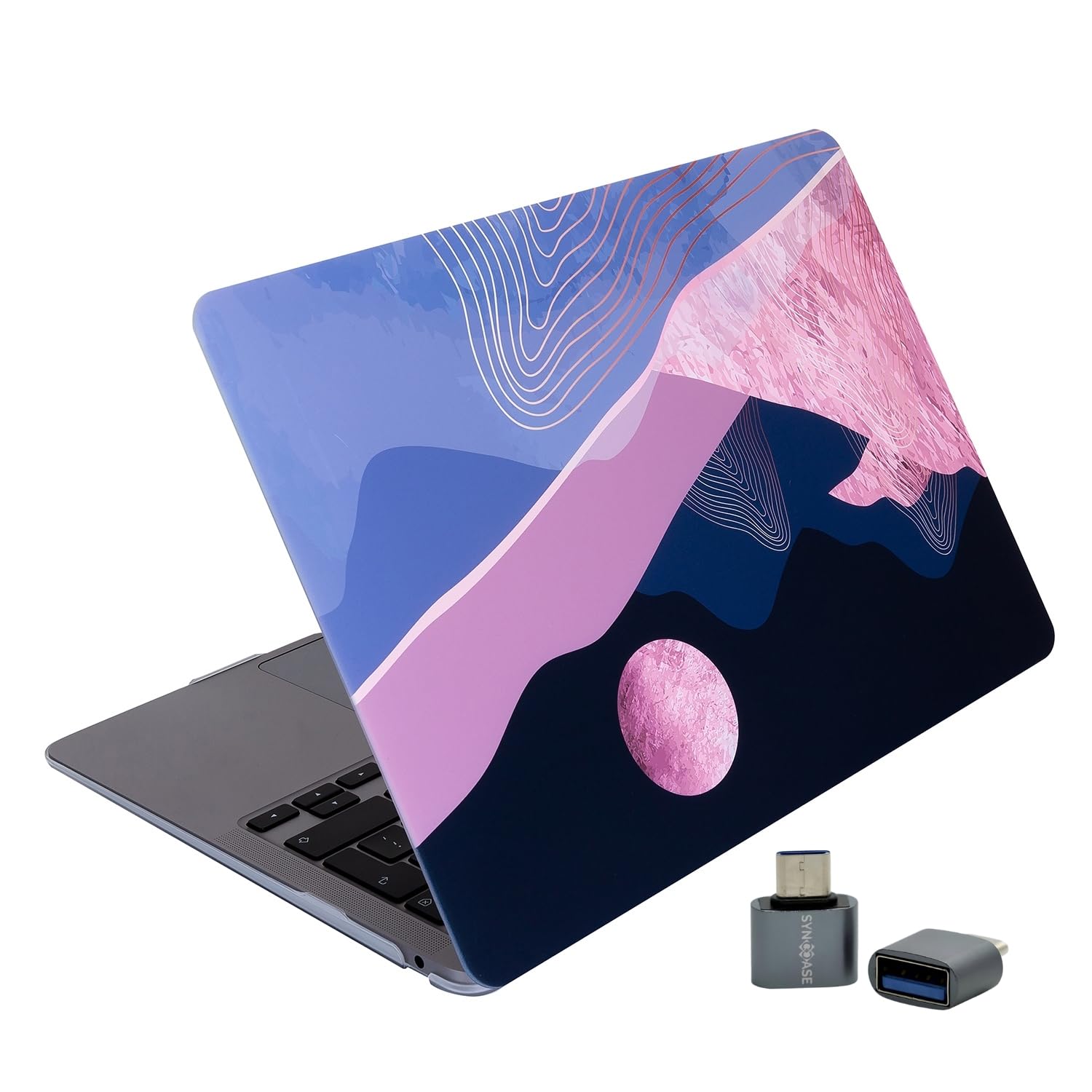 SyncCase Huawei MateBook D14 Uyumlu Mat TPU Lazer Baskılı Kılıf İnce Hafif Sert Kapak Çizilme Darbe Koruma 14 inç 2019-2022 Pembe