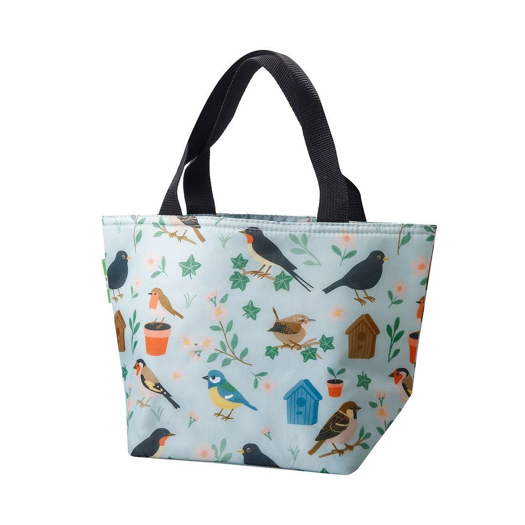 ECO CHIC Lightweight Foldable Insulated Lunch Bag Water Resistant Cooler Bag (Garden Birds Green) โ image 1