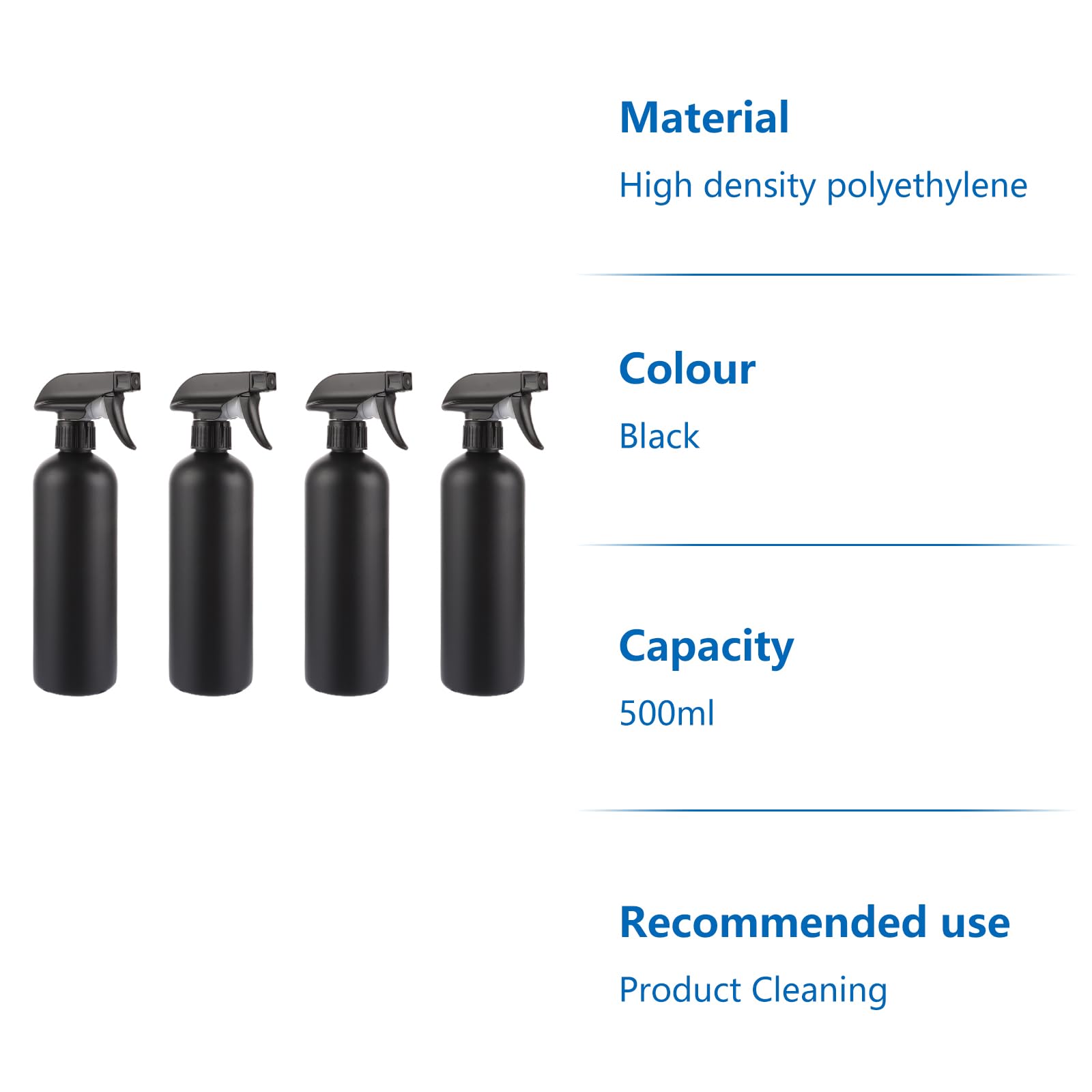 Spray per piante 500 ml flaconi spray da 10 pezzi plastica nera vuoti con etichetta