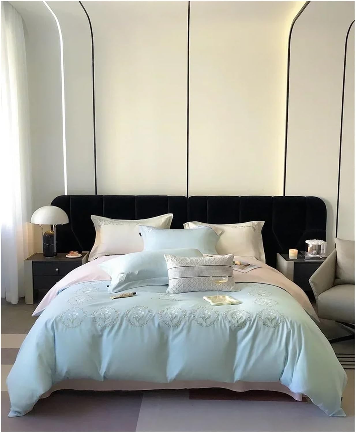 Cotton Floral Embroidery Princess Style Bedding Four-Piece Set,Bedding