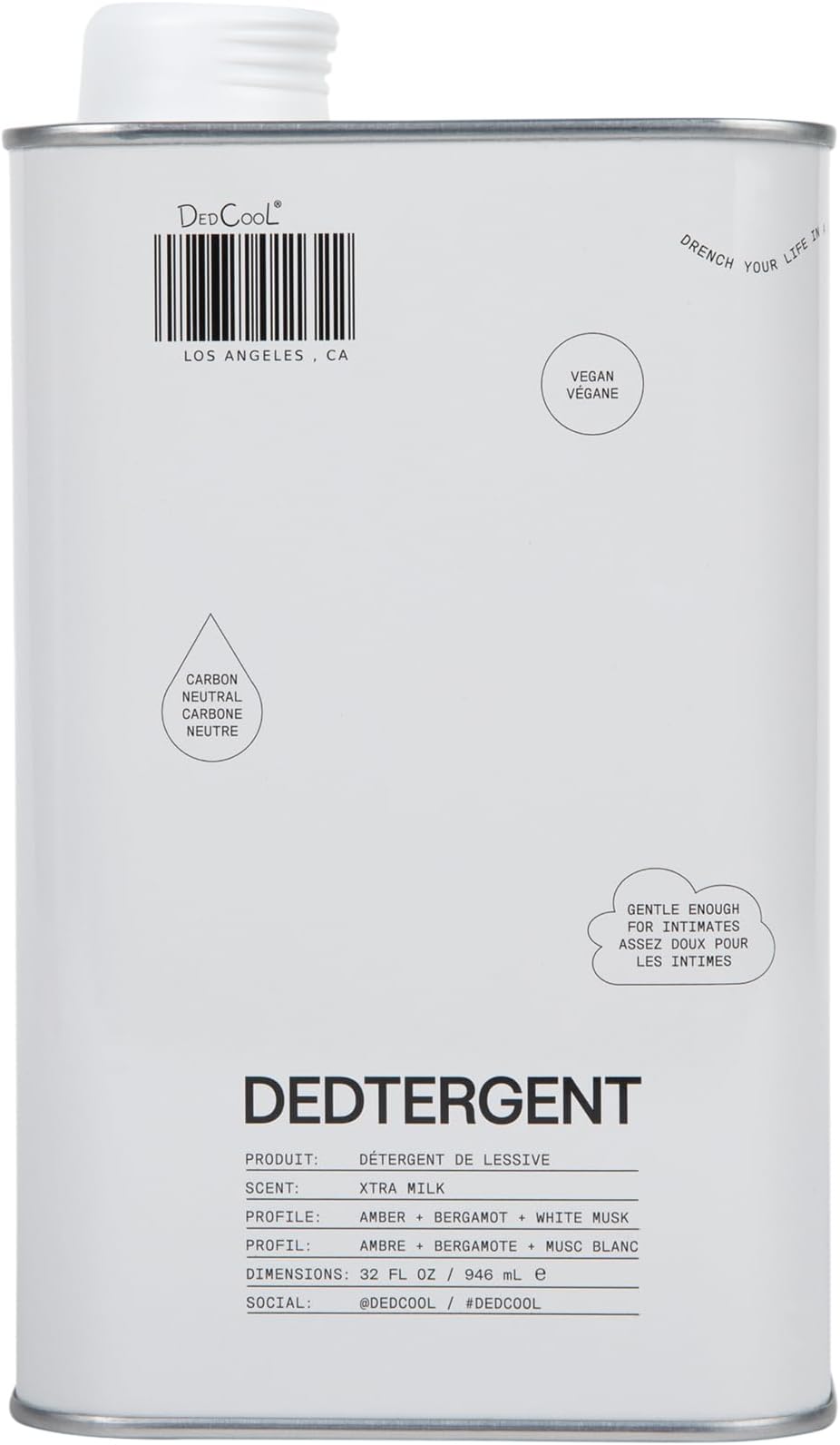 DedCool Liquid Laundry Detergent in Xtra Milk | Luxurious Scent | Stain-Removing Formula | Infused with Natural Essential Oils | Non-Toxic | Up to 60 Washes | 32 fl oz