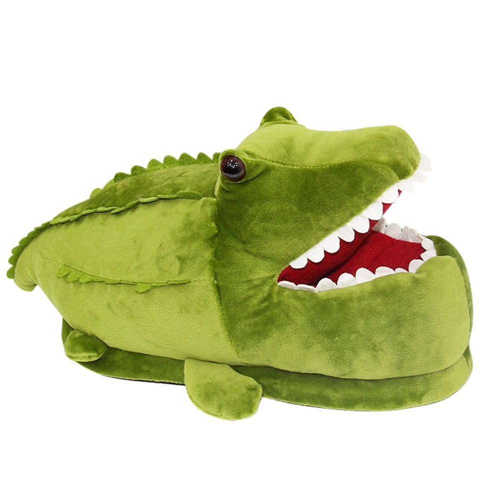 AimeelyWarm Plush Crocodile Slippers Creative Winter Unisex Clog Shoes