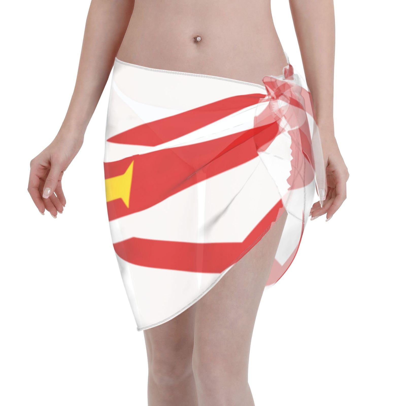 Flag of Hessen Bathing Suit Wrap Skirt For Women - Sarong Beach Bikini Wrap Sheer Short Skirt Chiffon Scarf for Swimwear, Flag of Guernsey Islands, One Size