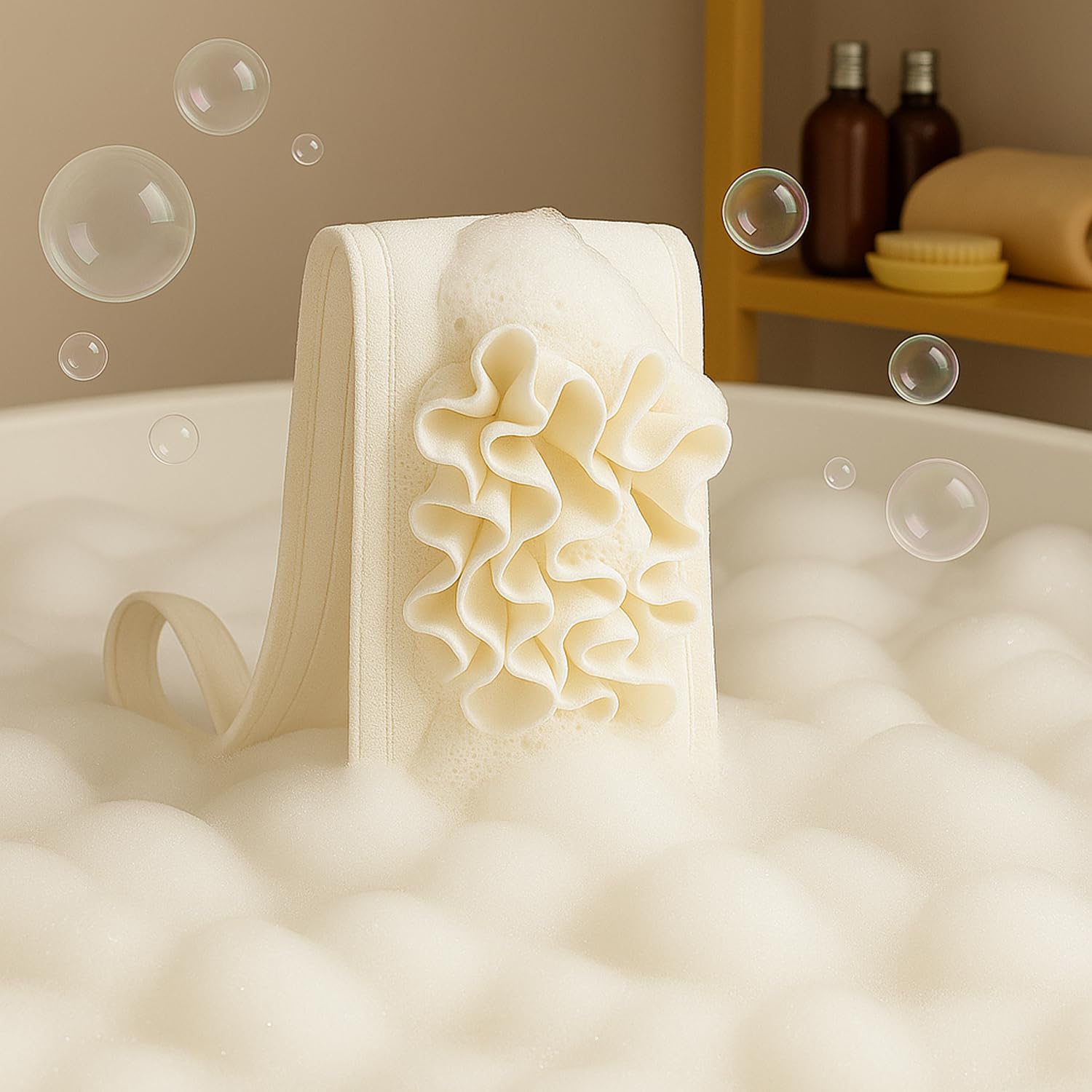 Soko Exfoliating Back Scrubber for Bath | Luxury Loofah Body Scrubber Strap with Dual Handles for Deep Cleansing, Dead Skin & Tan Removal |Extra Hygienic Premium Unisex Shower Accessory- White-image-33