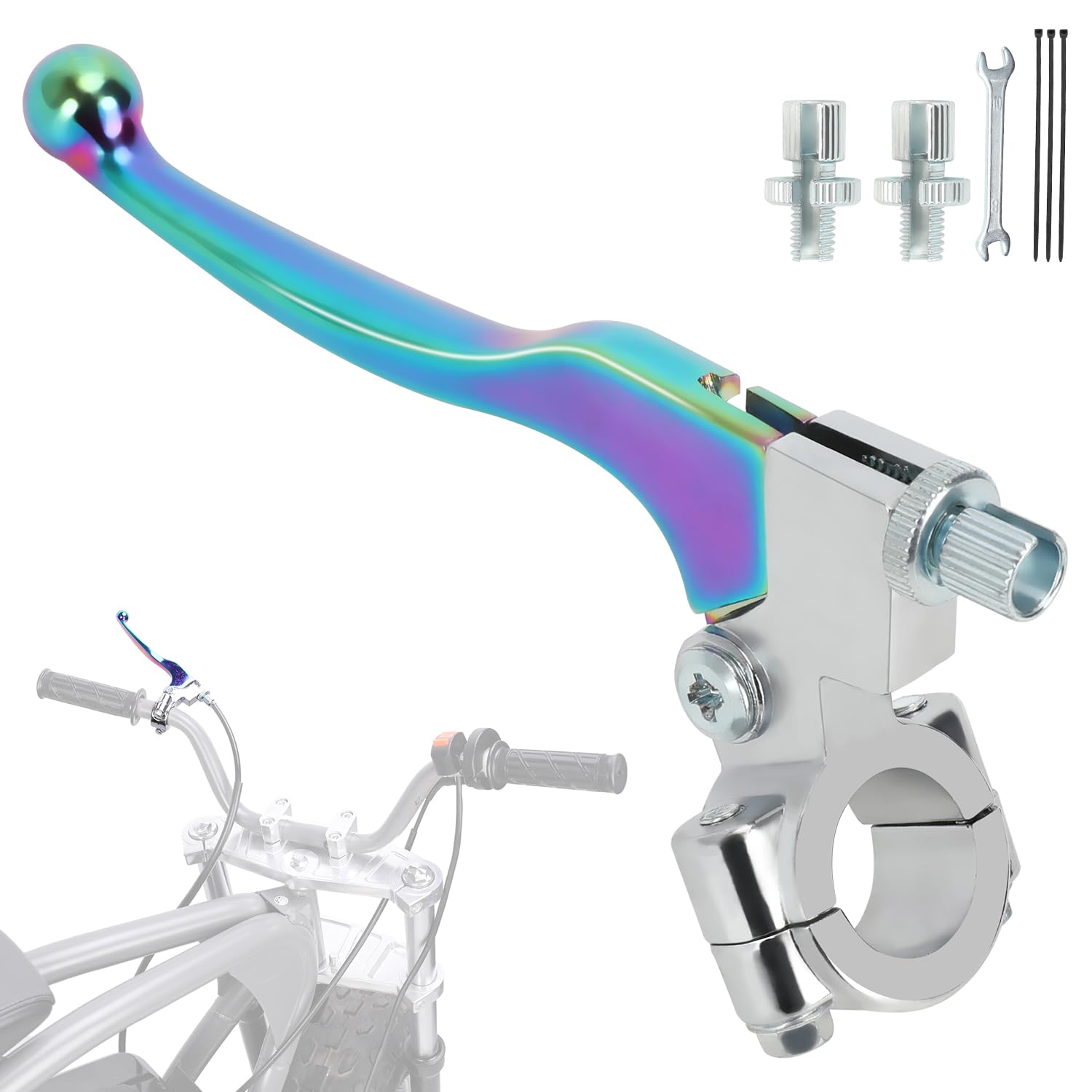 FVRITO Universal Motorcycle Clutch Lever Compatible with 110cc 125cc SSR125 KLX110 CRF50 CRF70 XR70R Tao tao Pit Dirt Bike, 7/8 Handlebar Brake Lever for Coleman CT200U BT200X CC100X Mini Bike Parts-image-15