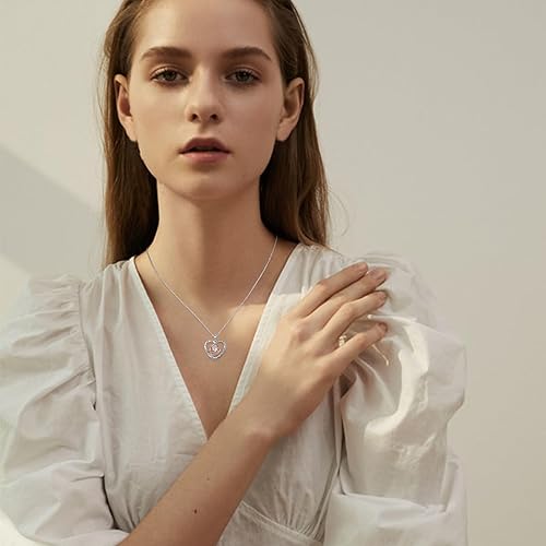 Miniatura 2 de Collar de corazón rosa para mujer, chapado en oro rosa de 14 quilates, oro blanco, dije "I Love You", aniversario, cumpleaños, Navidad, día de San