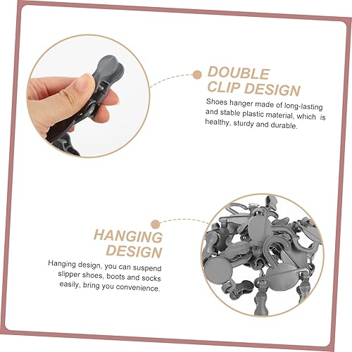 Miniatura 2 de Zerodeko Zapatero para niños y niñas, 10 piezas de perchas grises para botas para armario, pantuflas, calcetines, organizador