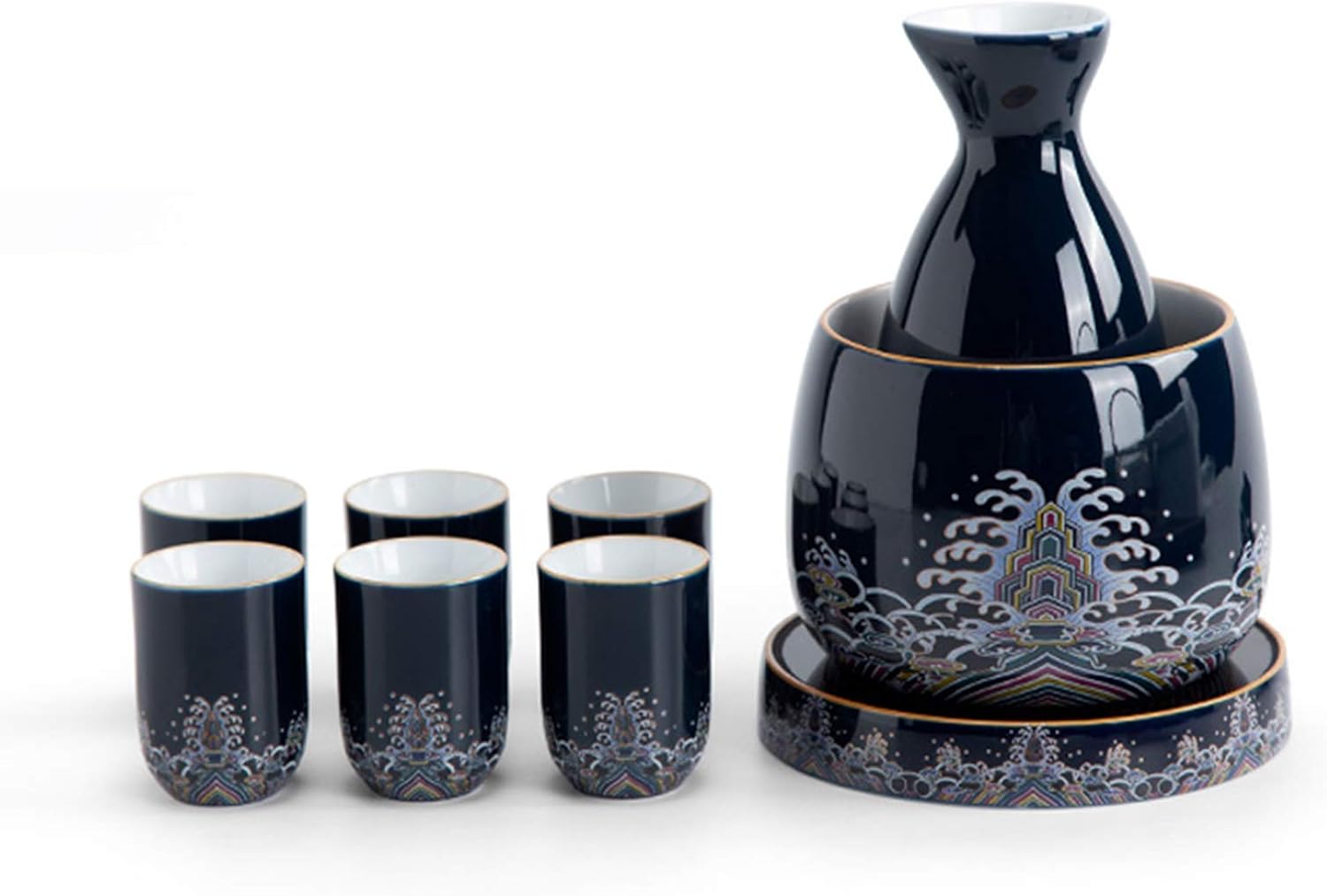Sake Set with Warmer, Traditional Pottery Hot Saki Set 8