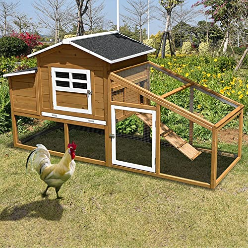 ZAZOLI Hühnerstall Holz Hühnerhaus, witterungsbeständig Hühnerkäfig mit Nistkasten, Abschließbare Tür, ausziehbarem… – Bild 3