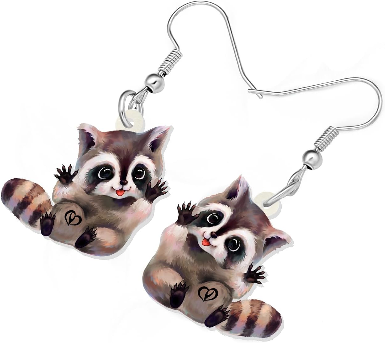 Acrylic Cute Brown Northern Raccoon Dangle Earrings Cartoon Bear Jungle Animals Novelty Jewelry Charms Gifts For Women Accessories - Image 3