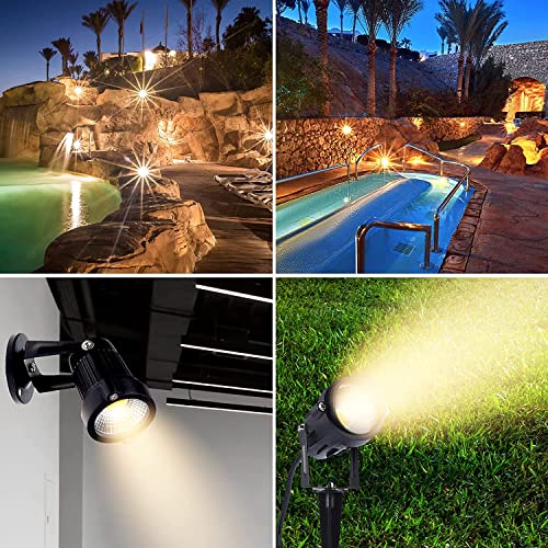 Lcared 12W Spot Lights Outdoor Led Landscape Lights 120V Ac Waterproof Spotlights For Yard Patio,Lawn, Wall, Flood,Driveway,Warm White Tree Lighting,Metal Ground Stake (4 Pack) #TOP6