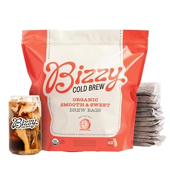 Bizzy Organic Cold Brew Coffee, Smooth & Sweet Blend, Brew Bags, 12 ct