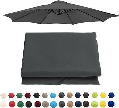 Patio Replacement Parasol Cover, Sun Umbrella Replacement Cloth 6/8 Arms, UV Sun Protection, Waterproof, Garden Canopy Cover Replacement Cover Fit Outdoor Garden Market, Grey