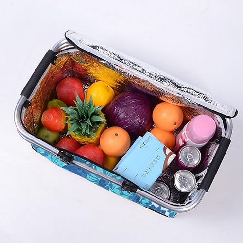 Miniatura 3 de Cesta de picnic aislada para playa, bolsas enfriadoras, bolsas reutilizables de almacenamiento para camping, viajes, playa, entrega de alimentos,